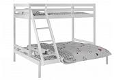 Triple bunk bed. 3ft single over a 4ft6 double wood bunk. White colour 2